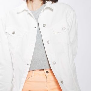 TOPSHOP Oversized Denim Jacket-White